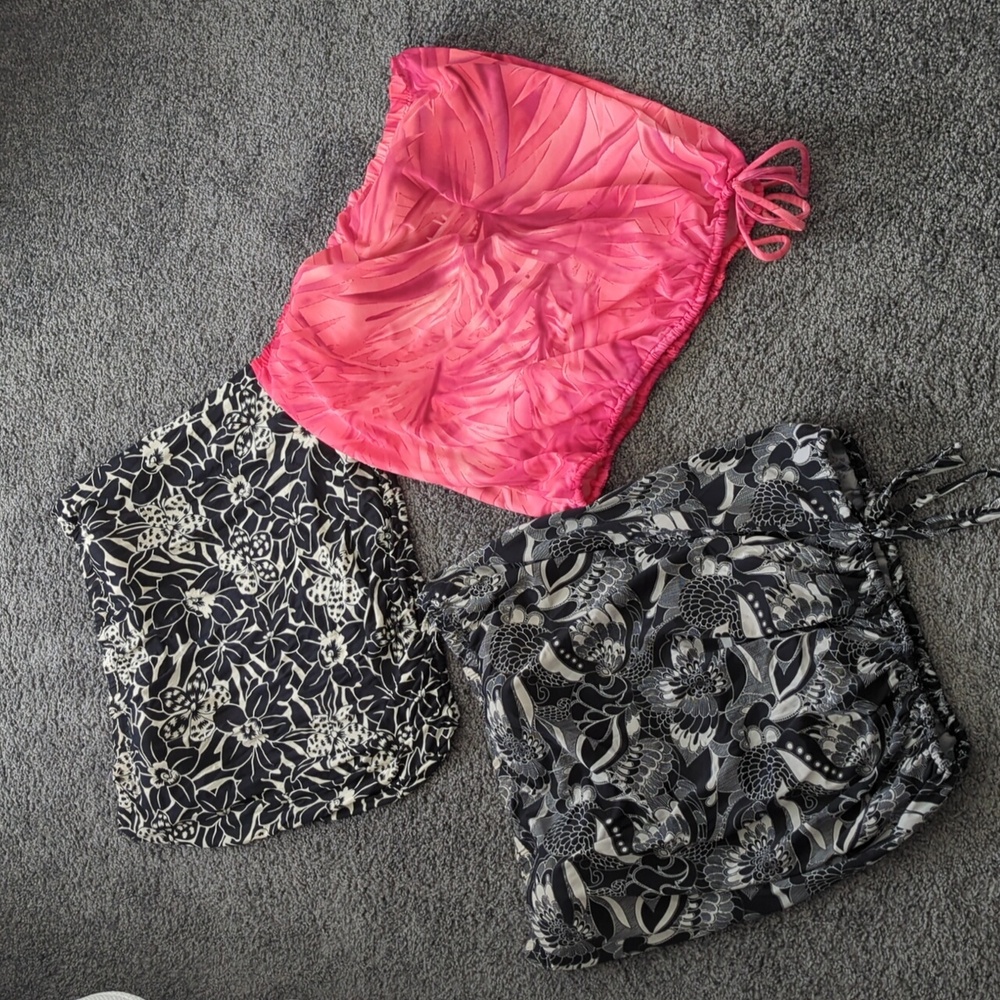 LOT OF 3! ~T.H.E. SWIMWEAR~ BLOUSON TANKINI TOPS-20